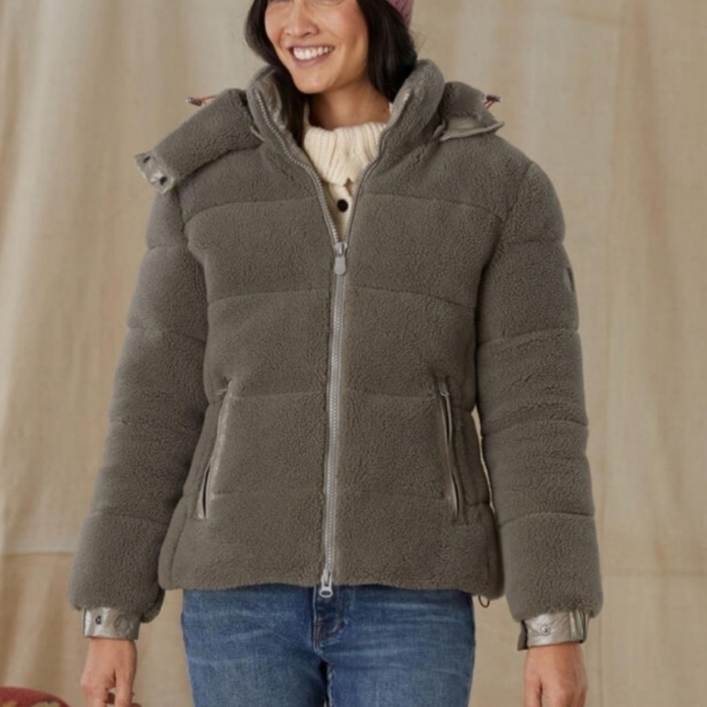 NWT Save the Duck Bertha Fleece Puffer Coat-Elephant